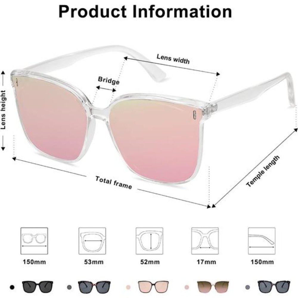 Pink Womens Summer Cute Trendy Oversized Sunglasses for Women and Men - Picture 5 of 6